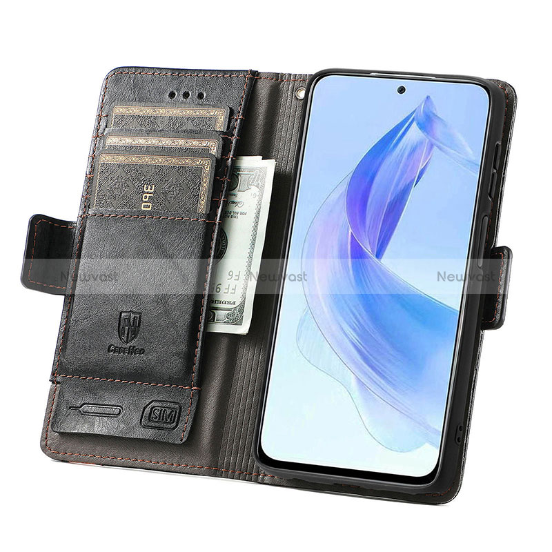 Leather Case Stands Flip Cover Holder S02D for Huawei Honor 90 Lite 5G