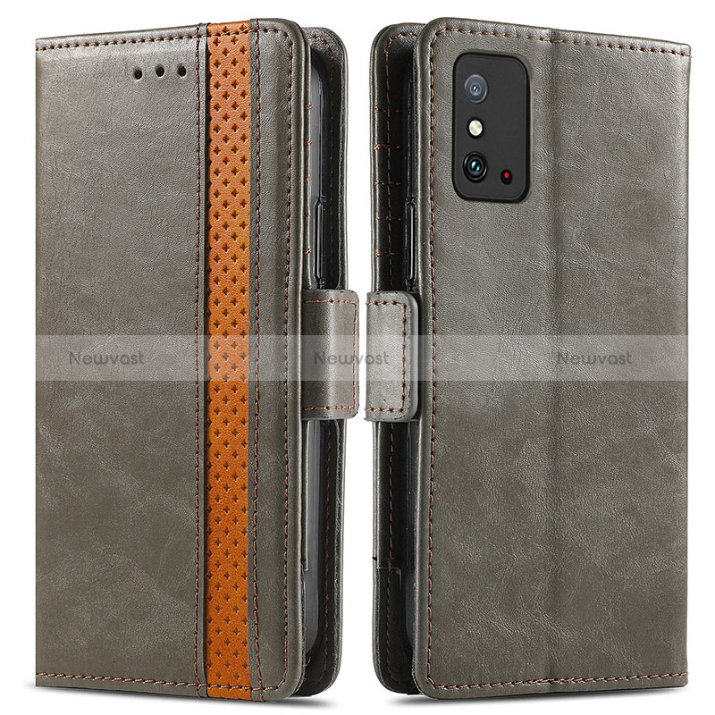 Leather Case Stands Flip Cover Holder S02D for Huawei Honor X10 Max 5G Gray