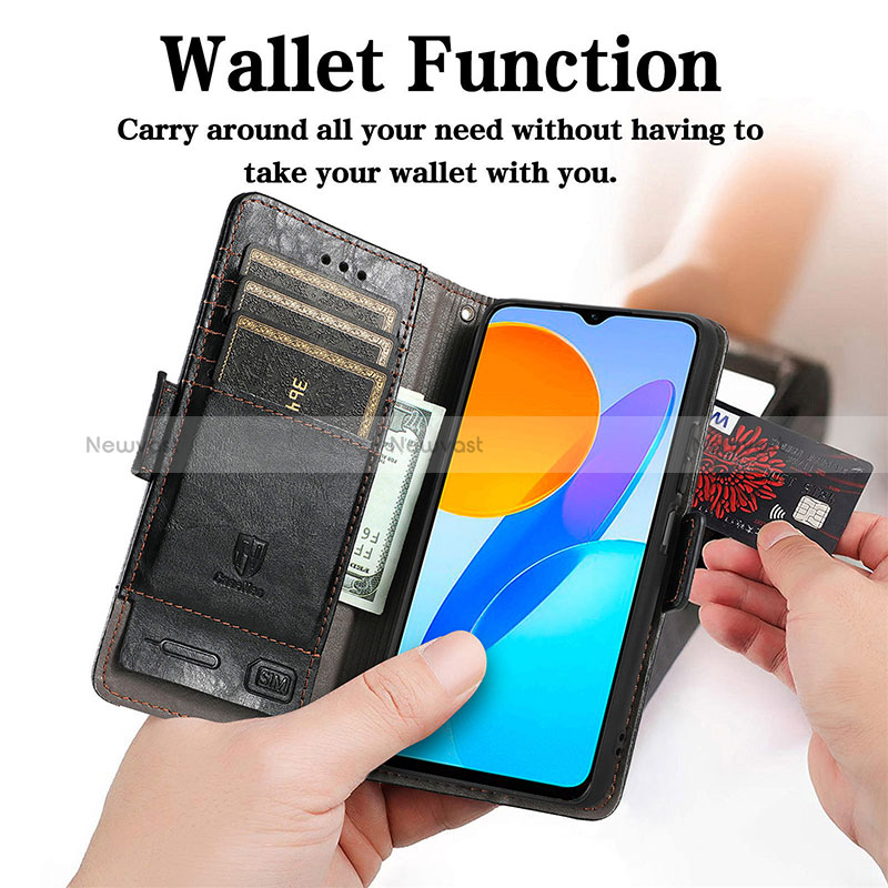 Leather Case Stands Flip Cover Holder S02D for Huawei Honor X6 5G