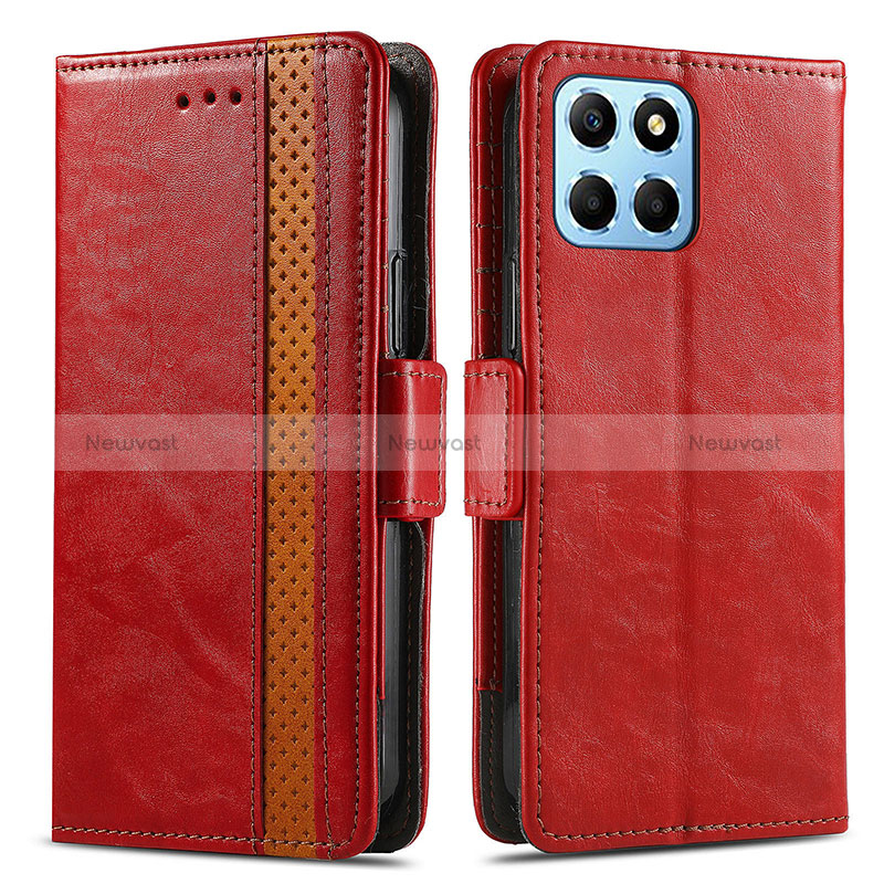 Leather Case Stands Flip Cover Holder S02D for Huawei Honor X6 Red