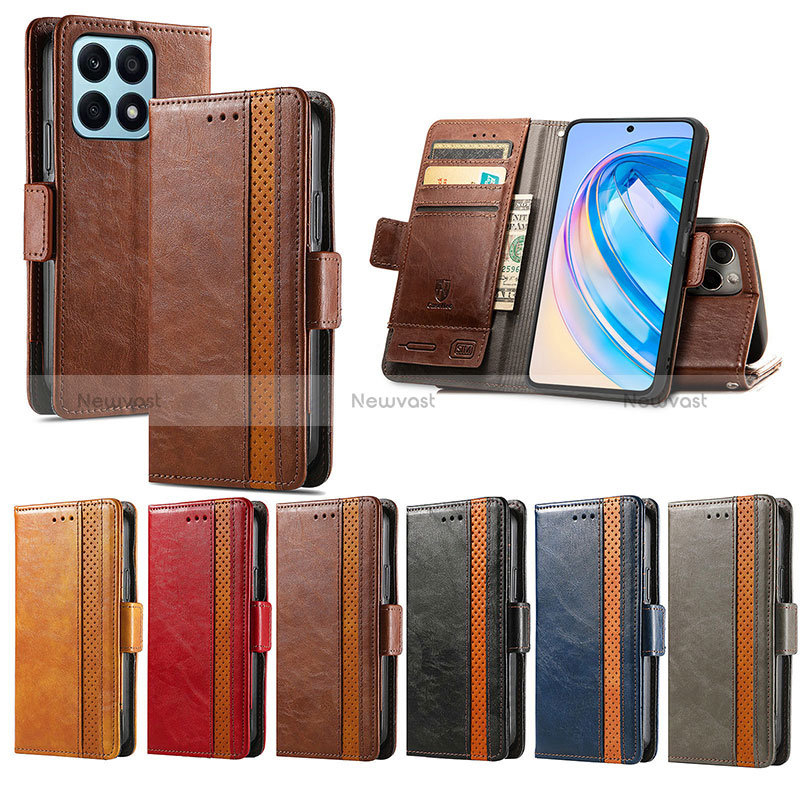 Leather Case Stands Flip Cover Holder S02D for Huawei Honor X8a 4G