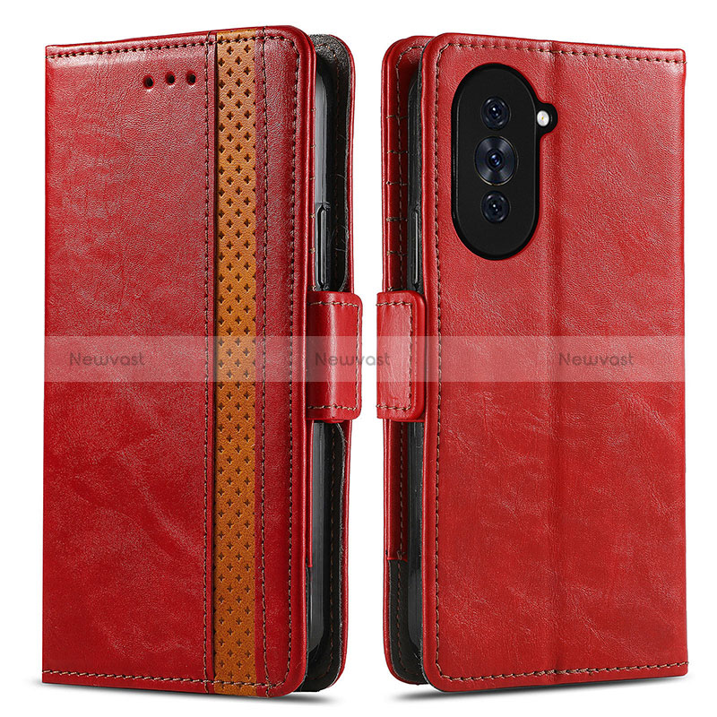 Leather Case Stands Flip Cover Holder S02D for Huawei Nova 10 Red