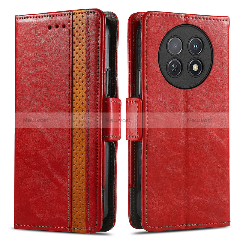 Leather Case Stands Flip Cover Holder S02D for Huawei Nova Y91 Red