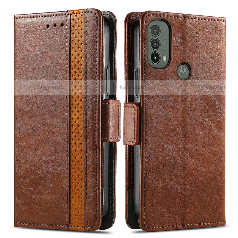 Leather Case Stands Flip Cover Holder S02D for Motorola Moto E20