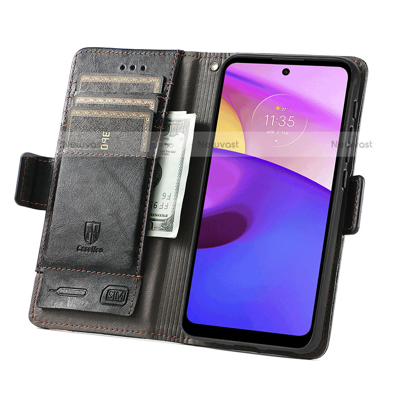 Leather Case Stands Flip Cover Holder S02D for Motorola Moto E20