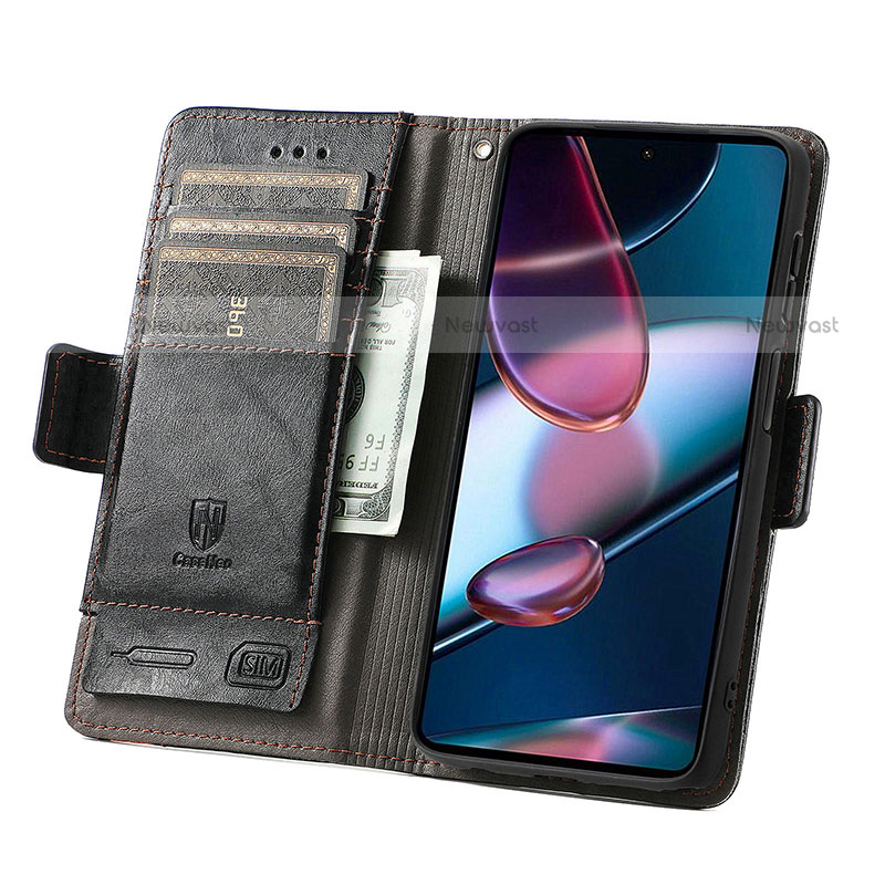 Leather Case Stands Flip Cover Holder S02D for Motorola Moto Edge 30 Pro 5G