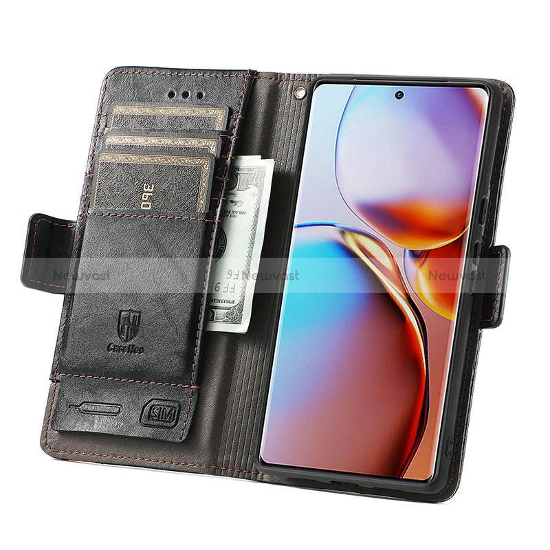 Leather Case Stands Flip Cover Holder S02D for Motorola Moto Edge 40 Pro 5G