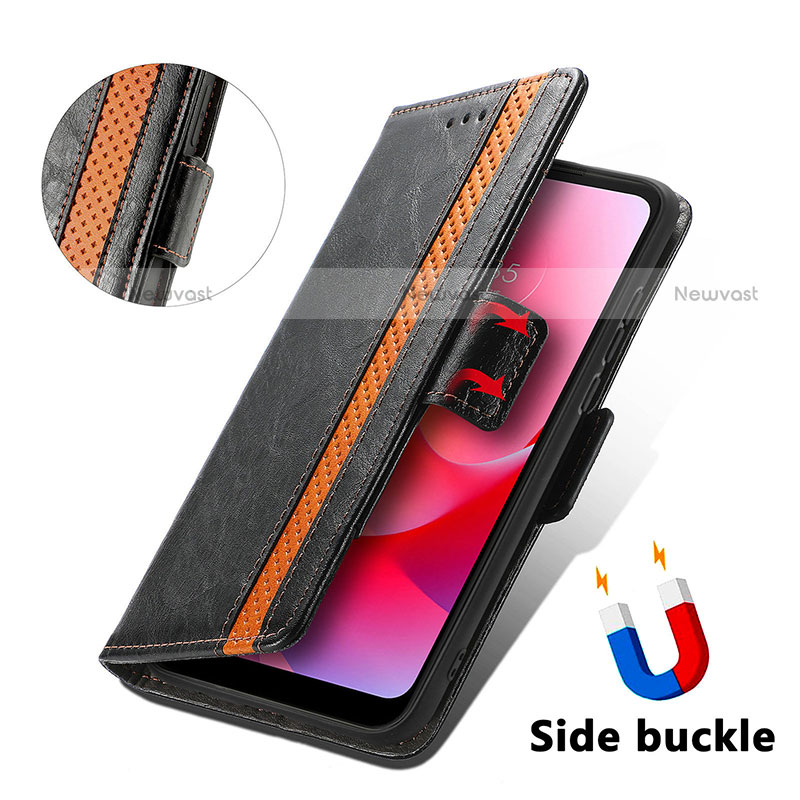 Leather Case Stands Flip Cover Holder S02D for Motorola Moto G Play (2023)