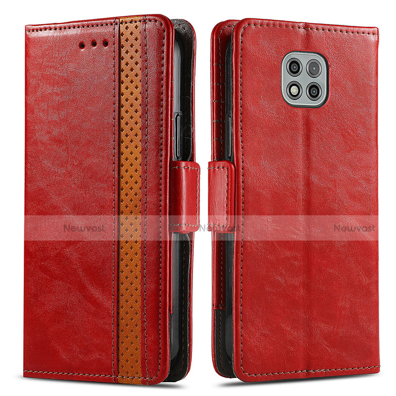 Leather Case Stands Flip Cover Holder S02D for Motorola Moto G Power (2021) Red