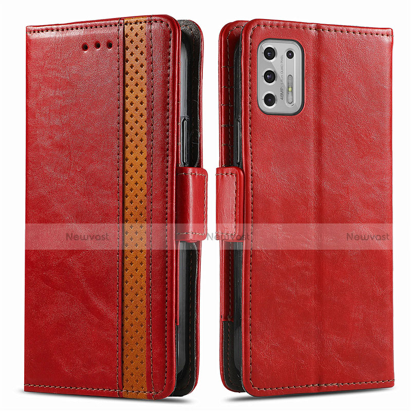 Leather Case Stands Flip Cover Holder S02D for Motorola Moto G Stylus (2021) Red