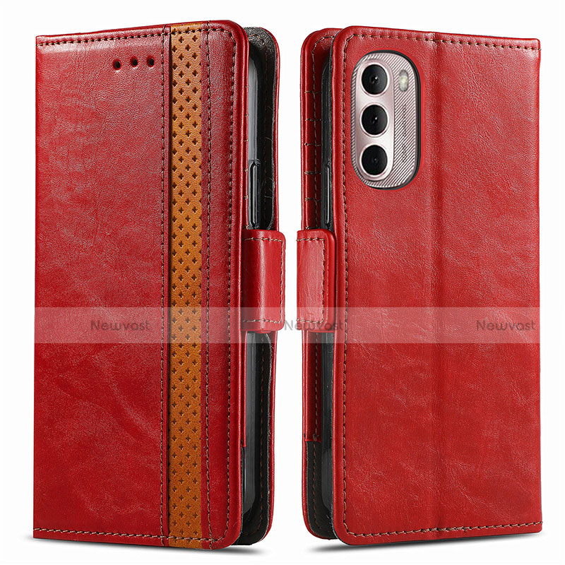 Leather Case Stands Flip Cover Holder S02D for Motorola Moto G Stylus (2022) 5G Red