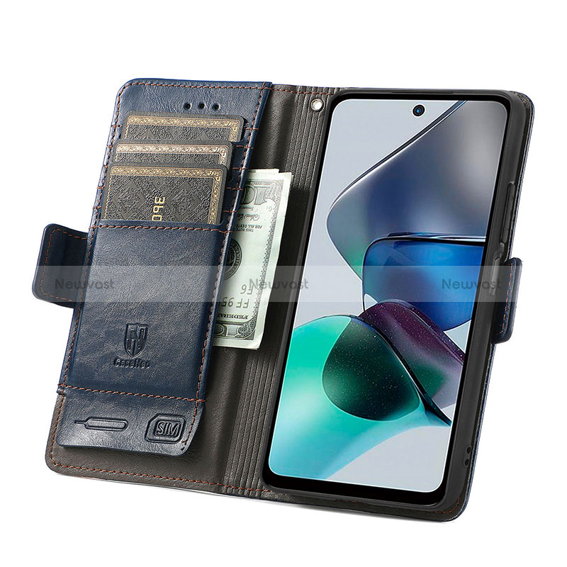 Leather Case Stands Flip Cover Holder S02D for Motorola Moto G13