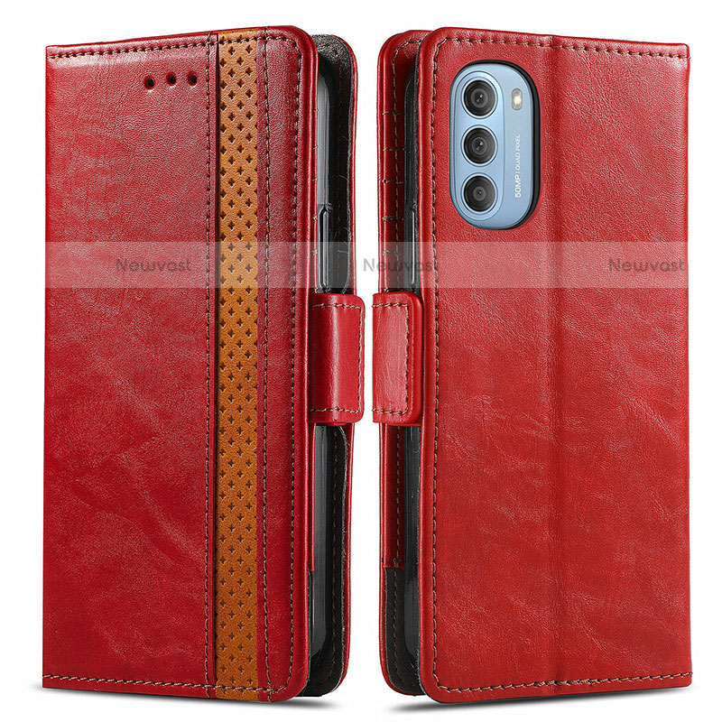 Leather Case Stands Flip Cover Holder S02D for Motorola Moto G51 5G