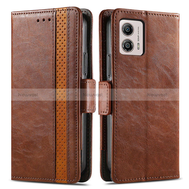 Leather Case Stands Flip Cover Holder S02D for Motorola Moto G53 5G