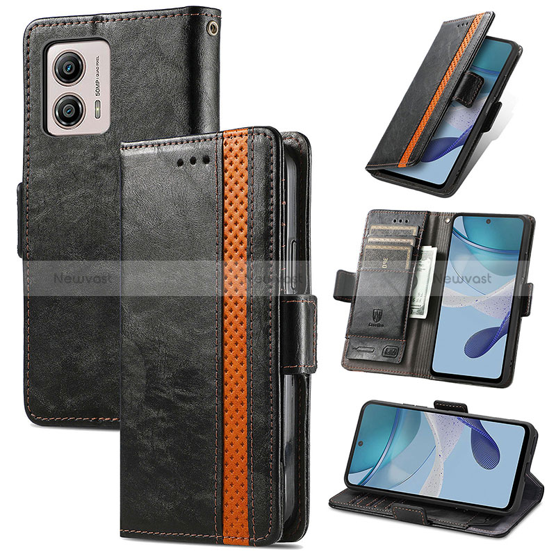 Leather Case Stands Flip Cover Holder S02D for Motorola Moto G53 5G