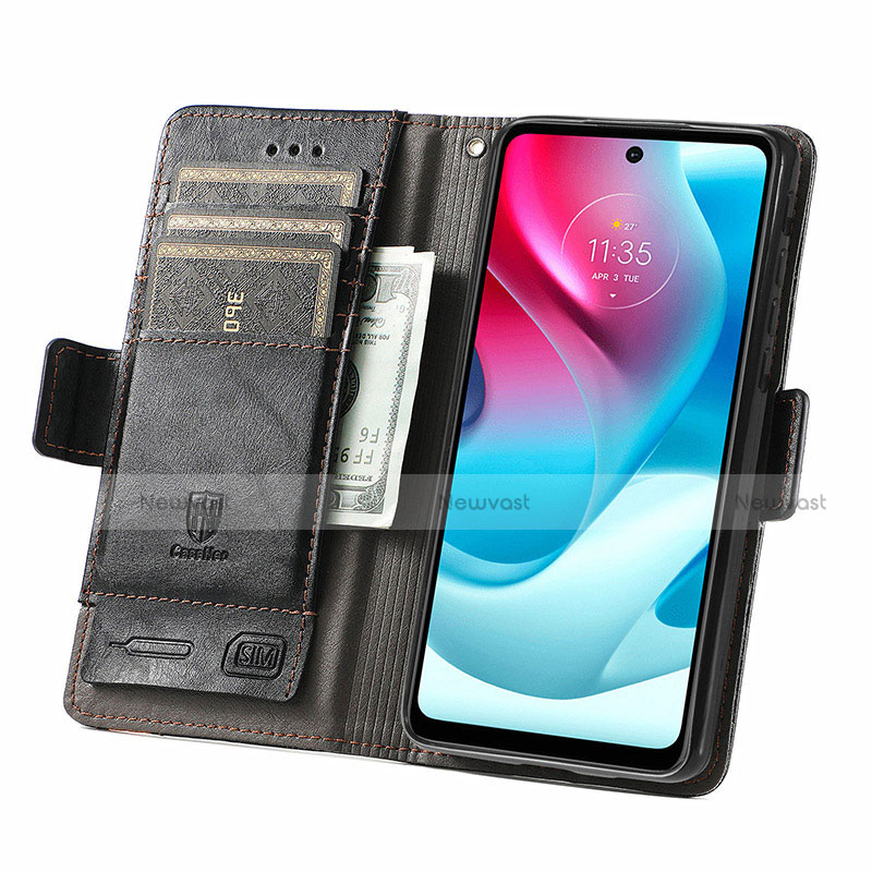 Leather Case Stands Flip Cover Holder S02D for Motorola Moto G60s