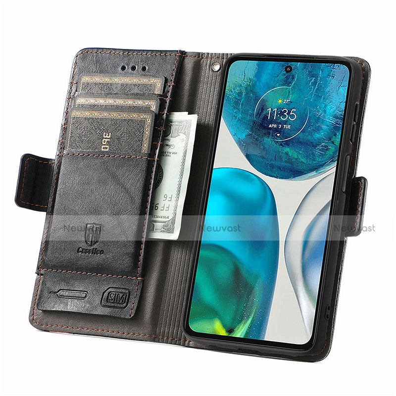 Leather Case Stands Flip Cover Holder S02D for Motorola Moto G71s 5G