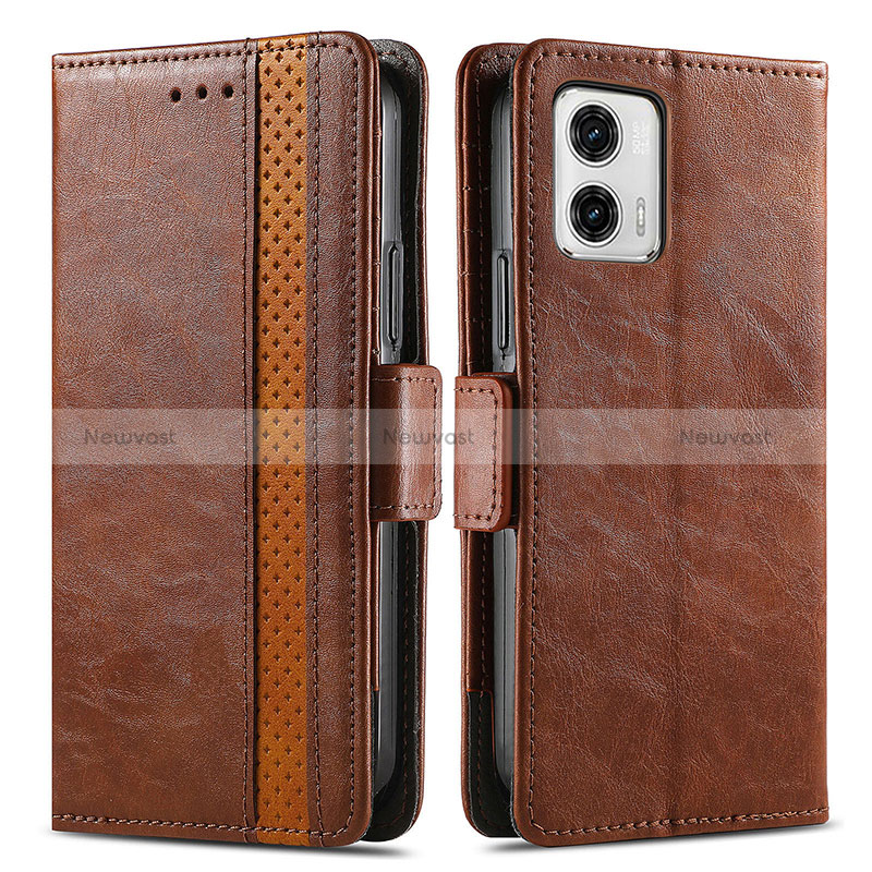 Leather Case Stands Flip Cover Holder S02D for Motorola Moto G73 5G