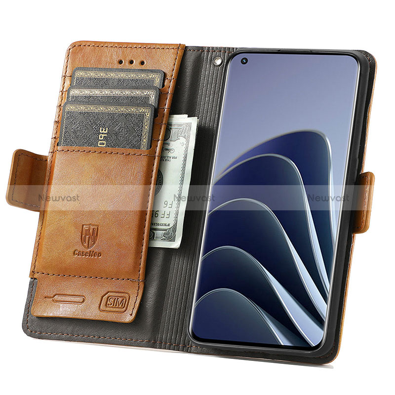 Leather Case Stands Flip Cover Holder S02D for OnePlus 10 Pro 5G