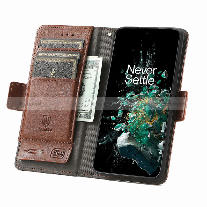 Leather Case Stands Flip Cover Holder S02D for OnePlus 10T 5G