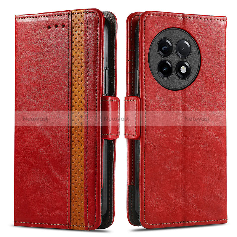 Leather Case Stands Flip Cover Holder S02D for OnePlus 11R 5G Red