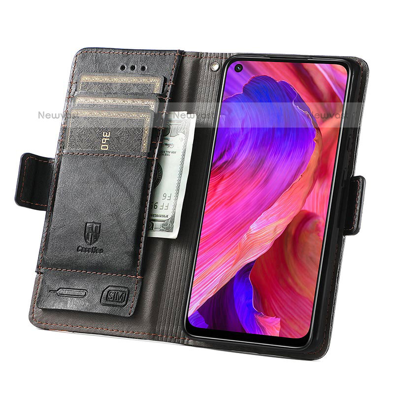 Leather Case Stands Flip Cover Holder S02D for OnePlus Nord N200 5G