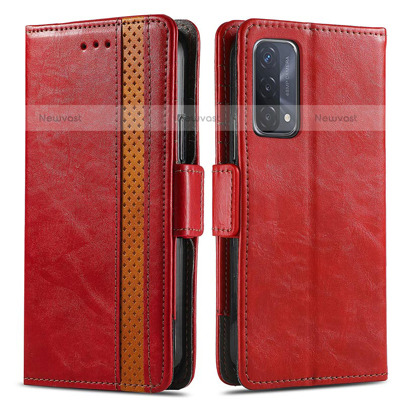 Leather Case Stands Flip Cover Holder S02D for OnePlus Nord N200 5G Red