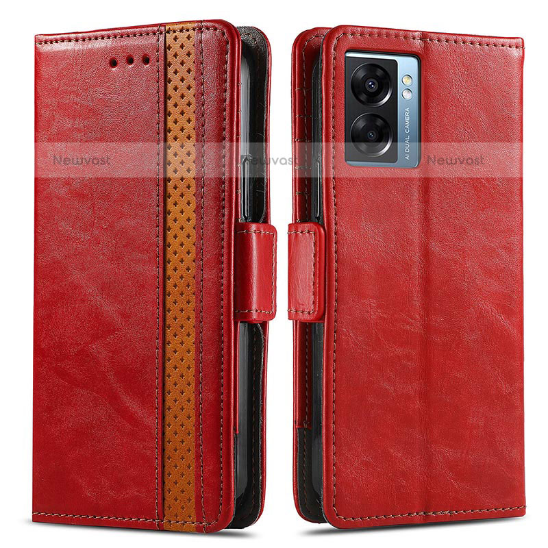 Leather Case Stands Flip Cover Holder S02D for OnePlus Nord N300 5G Red