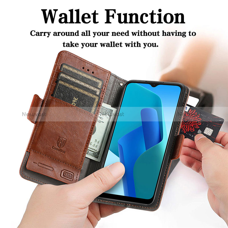 Leather Case Stands Flip Cover Holder S02D for Oppo A16e