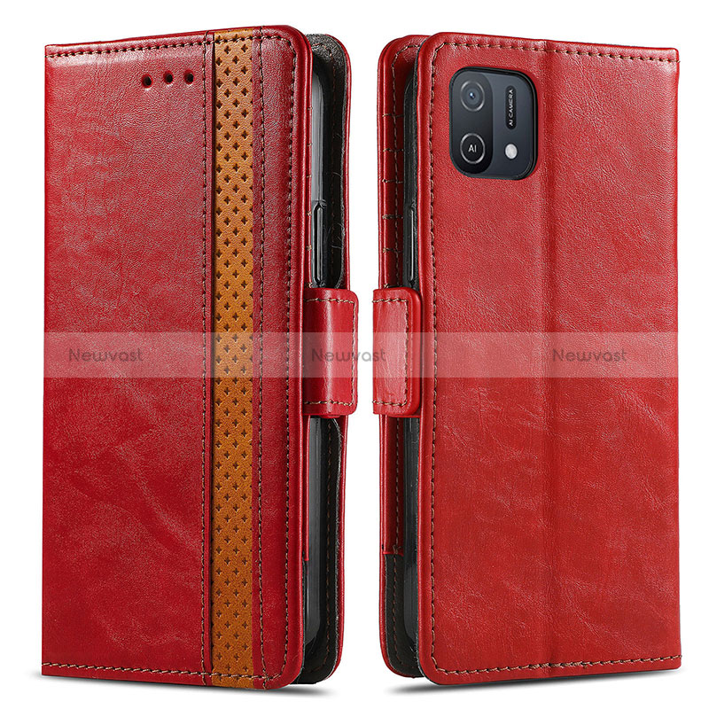 Leather Case Stands Flip Cover Holder S02D for Oppo A16e Red