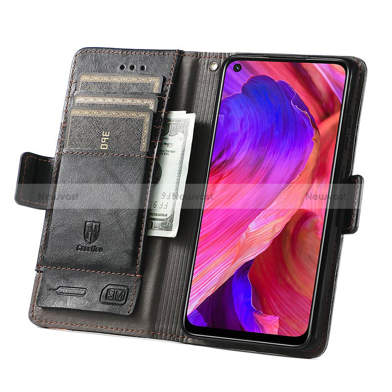 Leather Case Stands Flip Cover Holder S02D for Oppo A74 5G