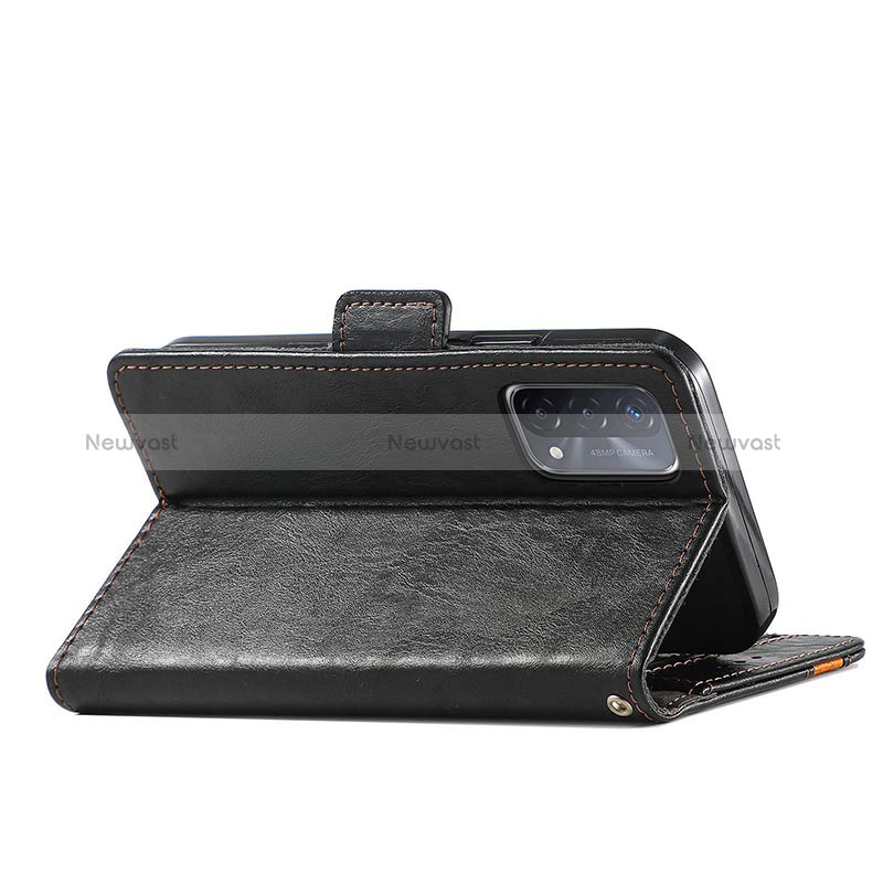Leather Case Stands Flip Cover Holder S02D for Oppo A74 5G