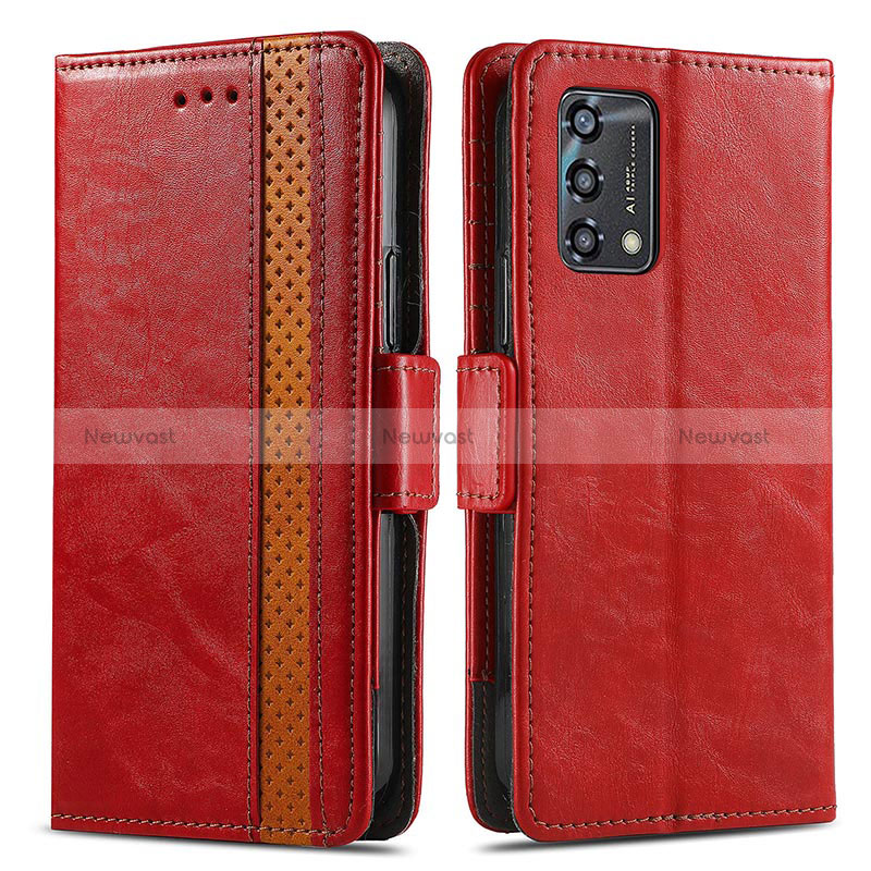 Leather Case Stands Flip Cover Holder S02D for Oppo A95 4G Red