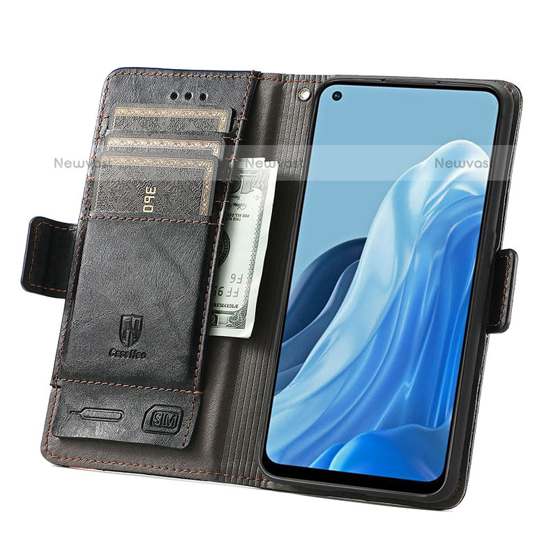 Leather Case Stands Flip Cover Holder S02D for Oppo F21 Pro 4G