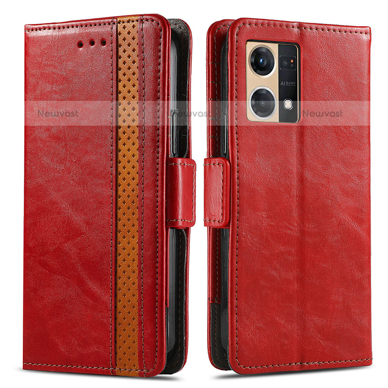 Leather Case Stands Flip Cover Holder S02D for Oppo F21s Pro 4G Red