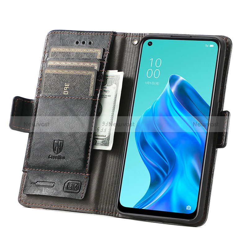 Leather Case Stands Flip Cover Holder S02D for Oppo Reno5 A