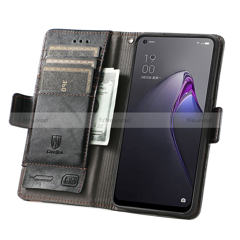 Leather Case Stands Flip Cover Holder S02D for Oppo Reno9 Pro 5G