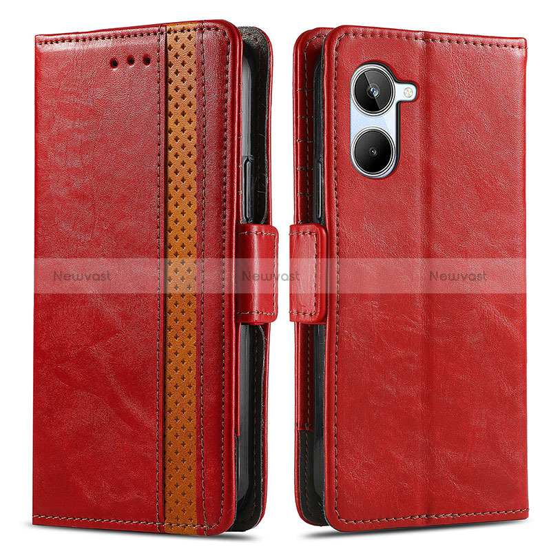 Leather Case Stands Flip Cover Holder S02D for Realme 10 4G Red