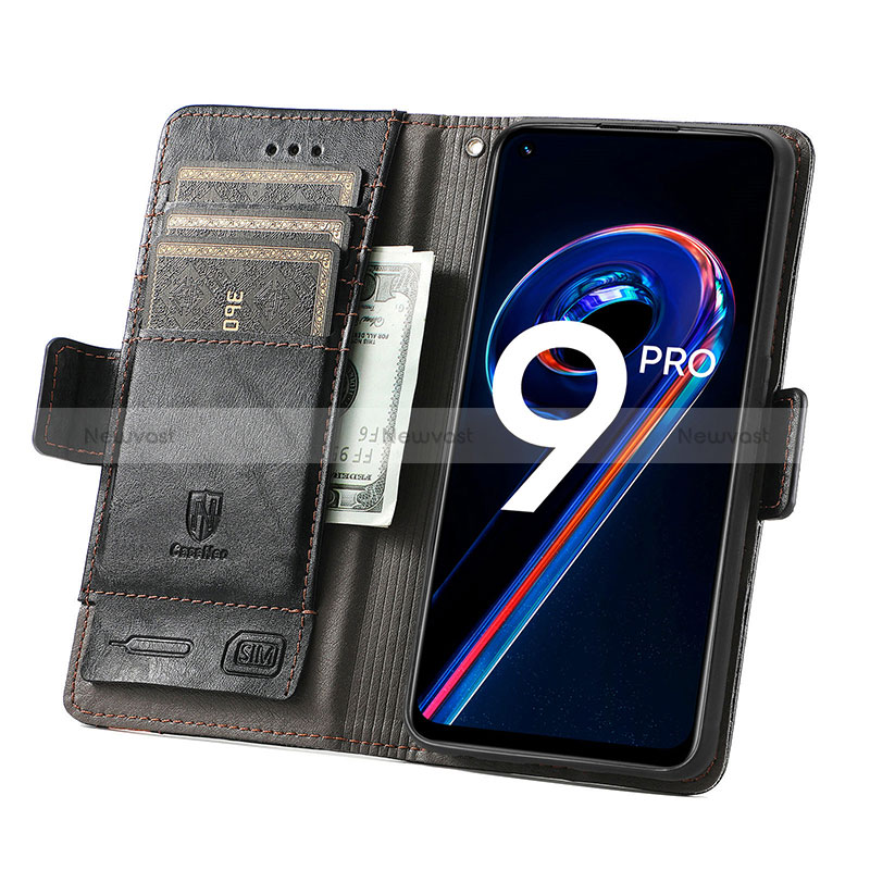 Leather Case Stands Flip Cover Holder S02D for Realme 9 5G