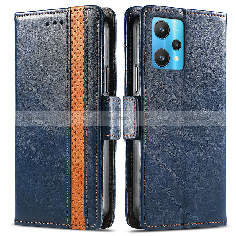 Leather Case Stands Flip Cover Holder S02D for Realme 9 Pro 5G Blue