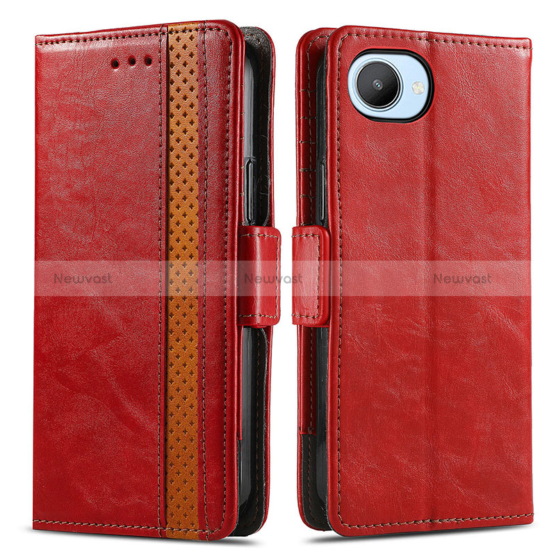 Leather Case Stands Flip Cover Holder S02D for Realme C30 Red