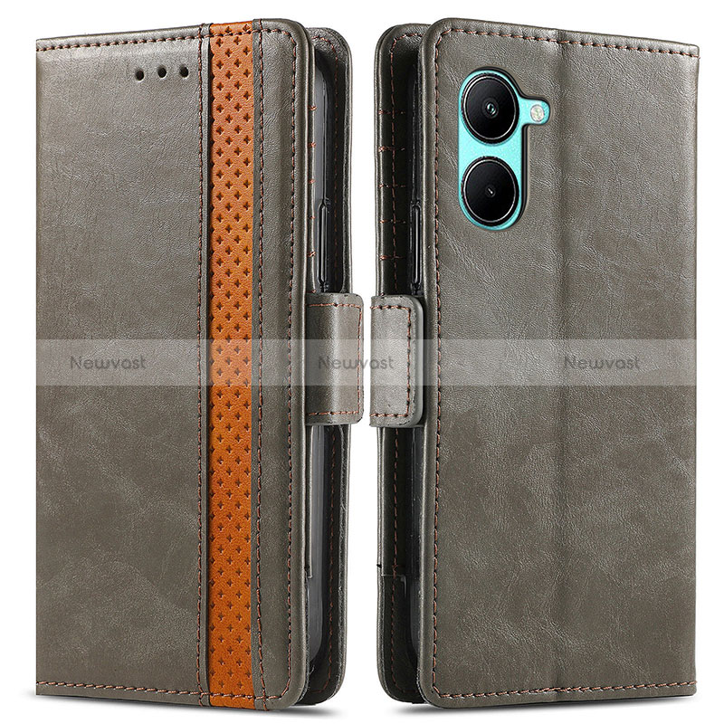 Leather Case Stands Flip Cover Holder S02D for Realme C33 (2023)