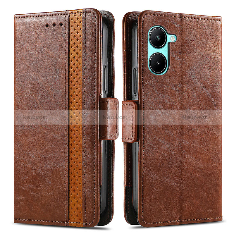 Leather Case Stands Flip Cover Holder S02D for Realme C33 (2023)