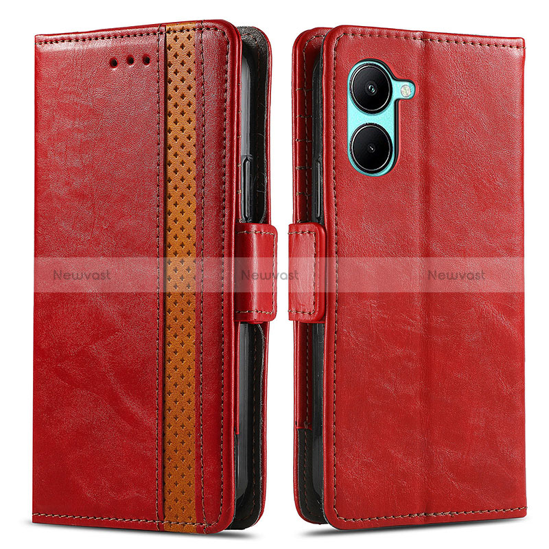 Leather Case Stands Flip Cover Holder S02D for Realme C33 Red