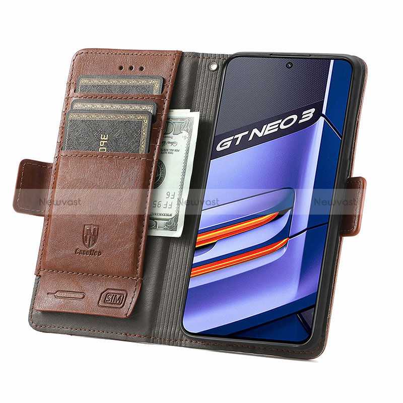 Leather Case Stands Flip Cover Holder S02D for Realme GT Neo3 5G