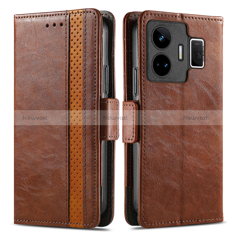 Leather Case Stands Flip Cover Holder S02D for Realme GT Neo5 240W 5G Brown