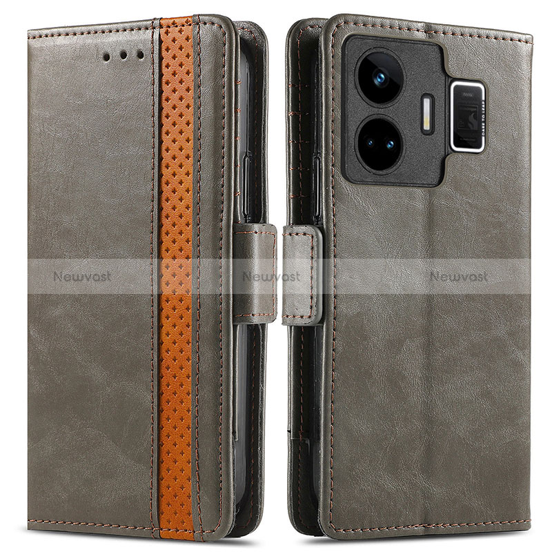 Leather Case Stands Flip Cover Holder S02D for Realme GT Neo5 5G Gray