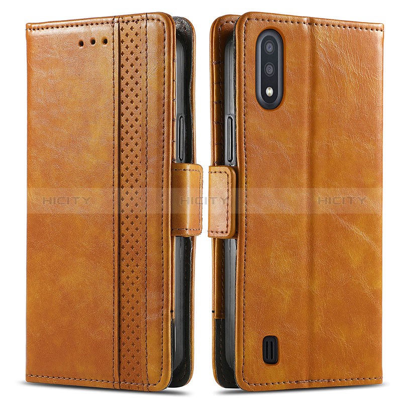 Leather Case Stands Flip Cover Holder S02D for Samsung Galaxy A01 SM-A015