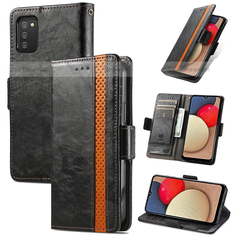 Leather Case Stands Flip Cover Holder S02D for Samsung Galaxy A02s