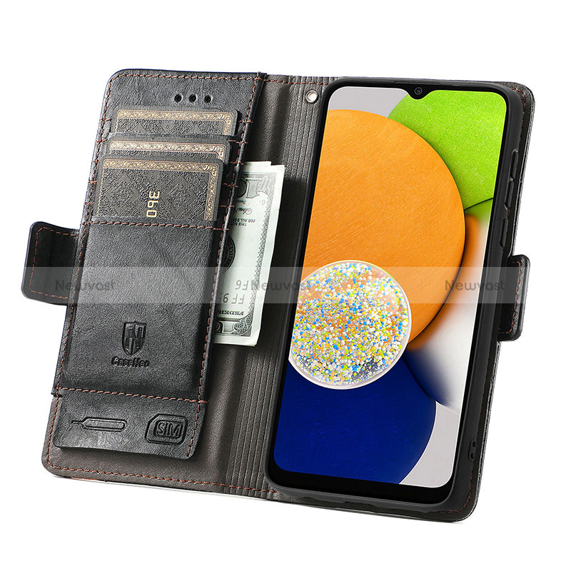 Leather Case Stands Flip Cover Holder S02D for Samsung Galaxy A03